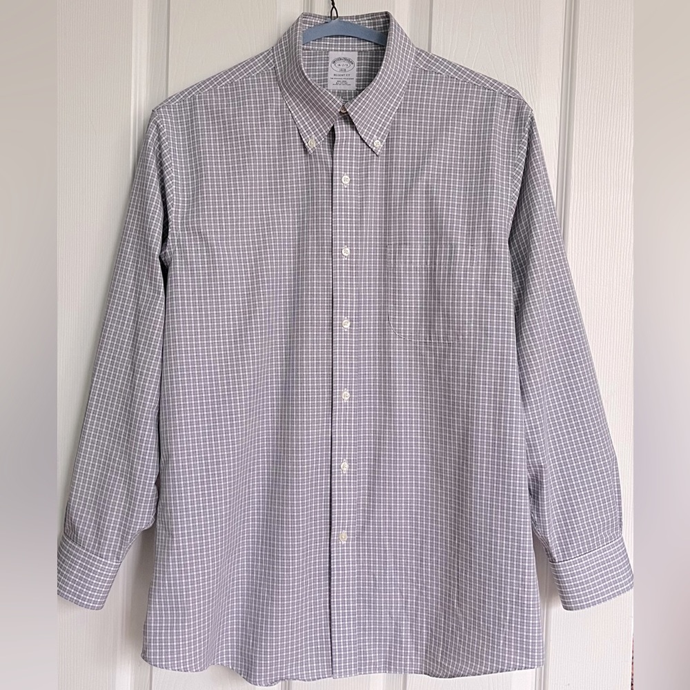 Brooks Brothers, Men’s button down dress shirt, plaid, Size 16 2/3